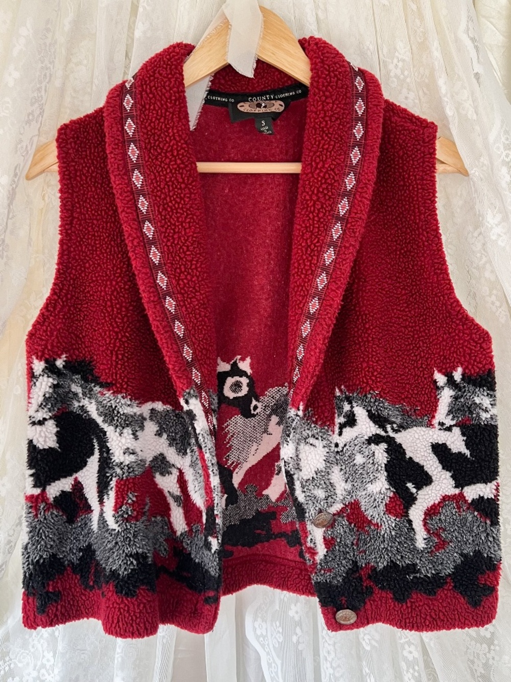 Vintage County Clothing Co Red Horse Tapestry Vest